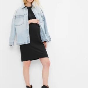Gap Maternity Ruched Black Tee Shirt Dress - size large